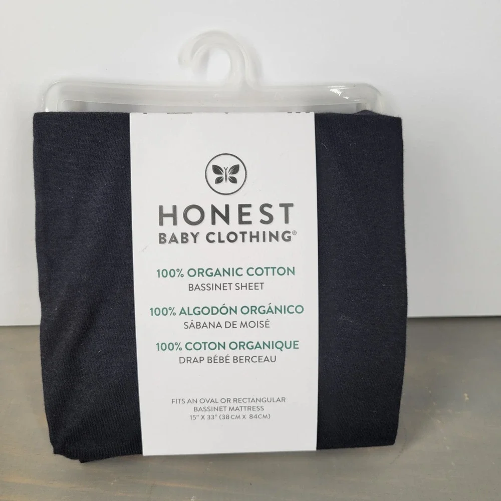 Honest Baby Clothing Organic Cotton Bassinet Sheet Black Oval Rectangular‎ 15x33